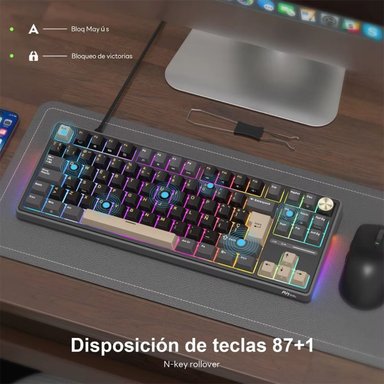 ROYAL KLUDGE - TECLADO R87PRO WIRED TKL PHANTOM SWITCH CREAMY - 4