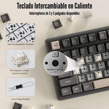 ROYAL KLUDGE - TECLADO R98PRO WIRED 98% PHANTOM SWITCH CREAMY - 5