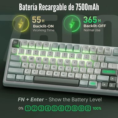 ROYAL KLUDGE - TECLADO R98PRO WIRED 98% SKYCYAN SWITCH CREAMY - 3