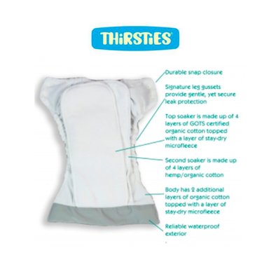 PAÑAL INFANTIL THIRSTIES ECOLOGICO STAY DRY NATURAL ALL IN ONE FLORIBUNDA - 2