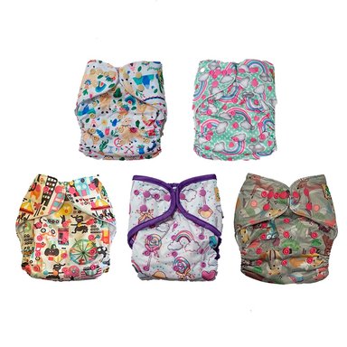 PAÑALES INFANTIL BABYLOOM CONTIENE INSERTO DE MICROFIBRA DE 4 CAPAS ECOLOGICOS DE TELA PACK X 5 UNIDADES BEBÉ NIÑA