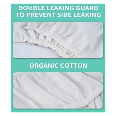PAÑAL INFANTIL HAPPY FLUTE + INSERTO ECOLÓGICO DE TELA ECOLÓGICO ALGODÓN ORGÁNICO CON VELCRO - 6
