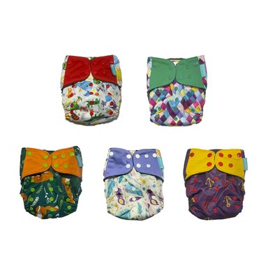 PAÑALES INFANTIL HAPPY FLUTE BOLSILLO ECOLÓGICO DE TELA PACK X5 CARBÓN DE BAMBÚ