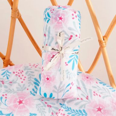 MANTA HAPPY FLUTE MUSELINA SUAVE ROSADO DE BAMBÚ Y ALGODÓN PARA BEBÉ