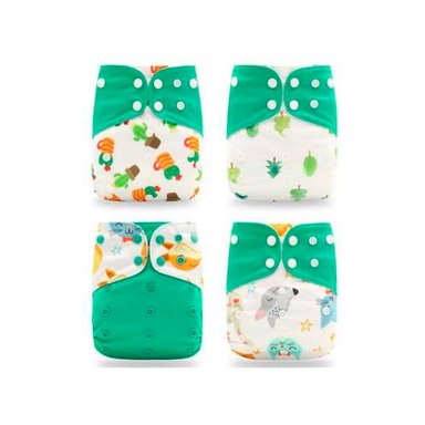 PAÑAL INFANTIL HAPPY FLUTE ECOLÓGICO + 4 INSERTOS DE MICROFIBRA DE TELA ECOLÓGICO UNITALLA PACK X 4 UNIDADES SMT 05
