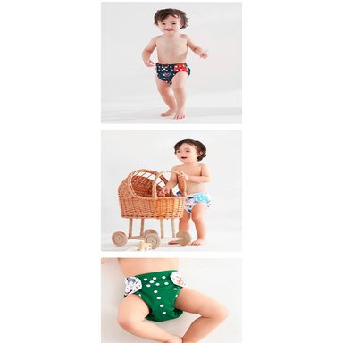 PAÑAL INFANTIL HAPPY FLUTE ECOLÓGICO + 4 INSERTOS DE MICROFIBRA DE TELA ECOLÓGICO UNITALLA PACK X 4 UNIDADES SMT 05 - 4