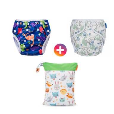 PAÑAL DE NATACIÓN PACK X 2 UNIDADES + BOLSA IMPERMEABLE