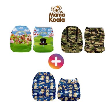 PACK X 3 PAÑALES INFANTILES MAMA KOALA ECOLÓGICO 3 DE TELA + 3 INSERTOS DE MICROFIBRA ECOLÓGICO