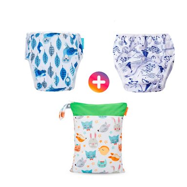 PAÑAL DE NATACIÓN PACK X 2 UNIDADES + BOLSA IMPERMEABLE - 1
