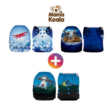 PACK X 3 PAÑALES INFANTILES MAMA KOALA ECOLÓGICO 3 DE TELA + 3 INSERTOS DE MICROFIBRA ECOLÓGICO