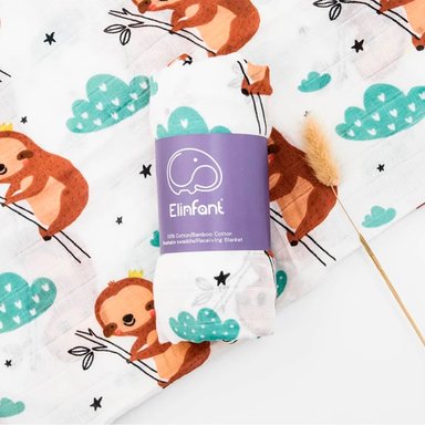 MANTA HAPPY FLUTE MUSELINA SUAVE MULTICOLOR DE BAMBÚ Y ALGODÓN PARA BEBÉ