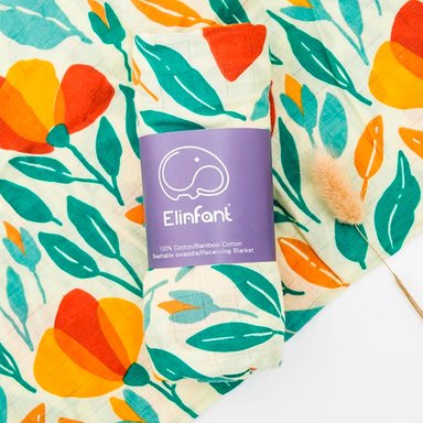 MANTA HAPPY FLUTE MUSELINA SUAVE MULTICOLOR DE BAMBÚ Y ALGODÓN PARA BEBÉ