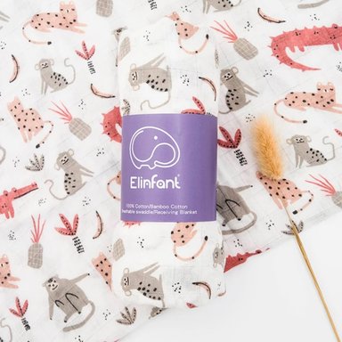 MANTA HAPPY FLUTE MUSELINA SUAVE MULTICOLOR DE BAMBÚ Y ALGODÓN PARA BEBÉ