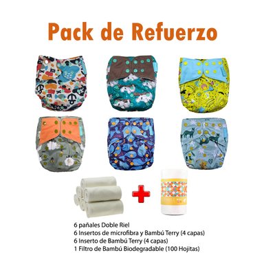 PAÑAL INFANTIL DE ENTRENAMIENTO HAPPY FLUTE BOLSILLO ECOLÓGICO DE TELA PACK DE REFUERZO