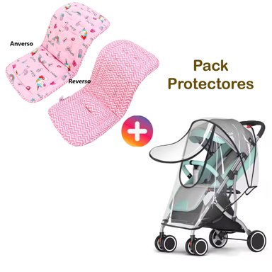 PROTECTOR COCHE MIRACLE BABY CON COBERTOR LLUVIA BEBE
