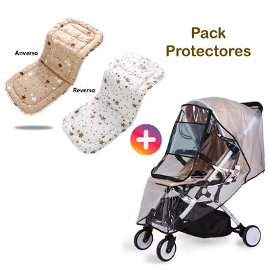 PROTECTOR COCHE MIRACLE BABY CON COBERTOR LLUVIA BEBE