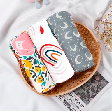 MANTA HAPPY FLUTE MUSELINA MULTICOLOR SUAVE BEBE ALGODÓN PACK X 3 UNIDADES