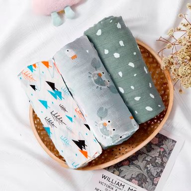 MANTA HAPPY FLUTE MUSELINA MULTICOLOR SUAVE BEBE ALGODÓN PACK X 3 UNIDADES