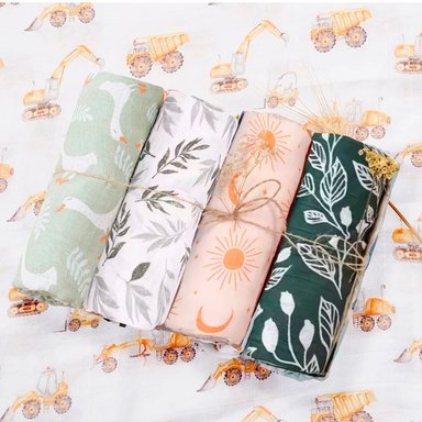 MANTA HAPPY FLUTE MUSELINA MULTICOLOR SUAVE BEBE ALGODÓN PACK X 4 UNIDADES