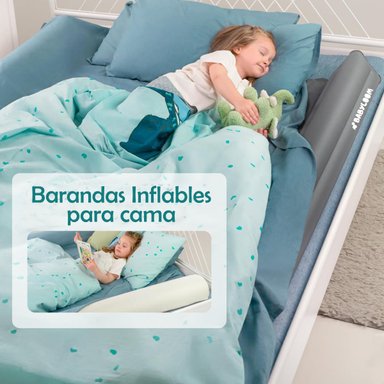 BARANDAS BABYLOOM INFLABLE CAMA BEBÉ PLOMO