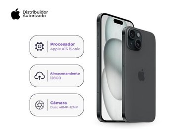 CELULAR IPHONE 15 C/CHIP 128GB COLOR NEGRO + CARGADOR APPLE IPHONE TIPO C DE 20W + CASE - 2