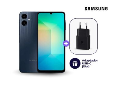 CELULAR SAMSUNG GALAXY A06 64GB 4GB NEGRO + ADAPTADOR USB-C SAMSUNG 15W - 1