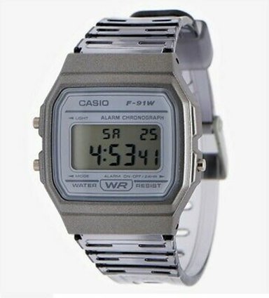 RELOJ CASIO UNISEX F 91WS 8D CORREA GRIS TRANSPARENTE RESINA