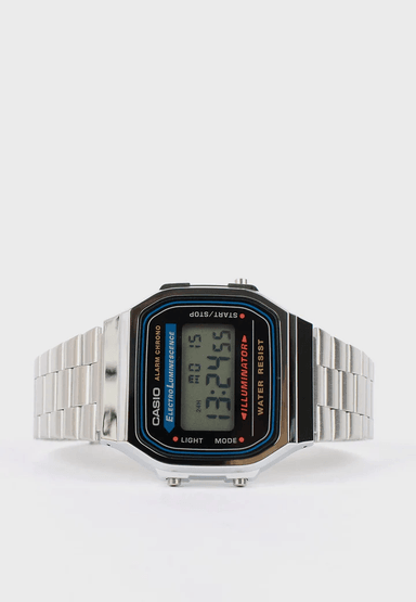 RELOJ CASIO UNISEX DIGITAL A168WA-1W RETRO PLATEADO ACERO INOXIDABLE - 3