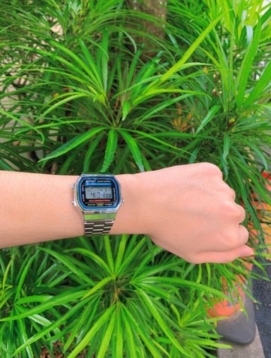 RELOJ CASIO UNISEX DIGITAL A168WA-1W RETRO PLATEADO ACERO INOXIDABLE - 4