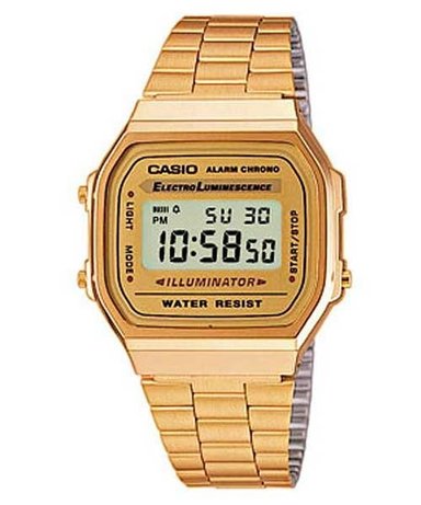 RELOJ CASIO UNISEX DIGITAL CLASSIC GOLD RETRO VINTAGE A168WG-9WF