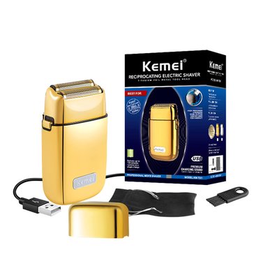 AFEITADORA SHAVER PROFESIONAL KEMEI KM TX1 BARBER DORADO