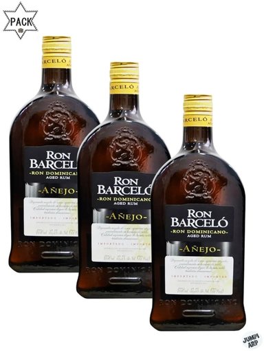 RON DOMINICANO BARCELO BOTELLA VIDRIO AÑEJO RUBIO 1750 ML PACK 3