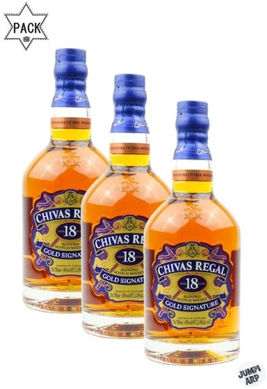 WHISKY BLEND SCOTCH CHIVAS REGAL BOTELLA VIDRIO 700ML 18 AÑOS GOLD SIGNATURE PACK X3