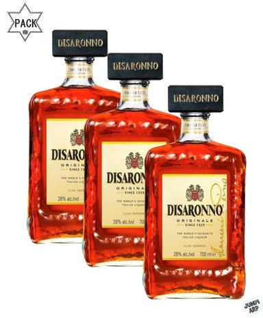 LICOR DE ALMENDRAS DISARONNO BOTELLA VIDRIO 700ML AMARETTO PACK X3