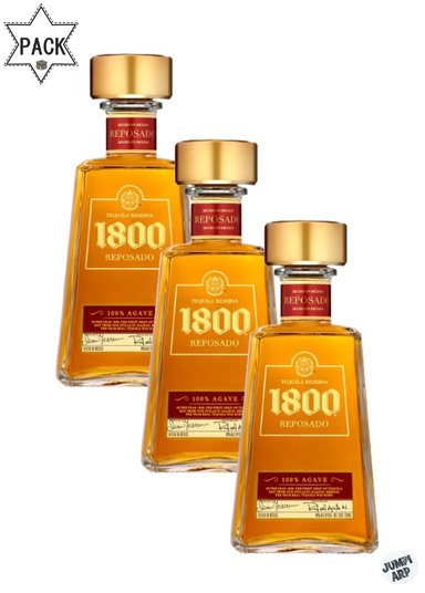 TEQUILA AGAVE 1800 BOTELLA VIDRIO 750ML RESERVA REPOSADO PACK X3
