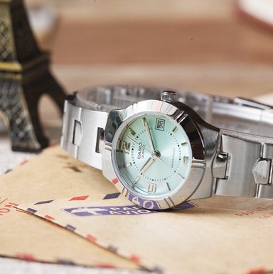 RELOJ CASIO MUJER ANÁLOGO LTP 1241D-3A ENTICER LADIES METALICO FONDO VERDE - 3