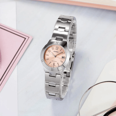 RELOJ CASIO MUJER ANÁLOGO LTP 1241D-4A3 ENTICER LADIES METALICO FONDO MELON - 3