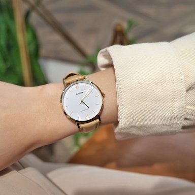RELOJ CASIO MUJER ANÁLOGO LTP VT01GL-7B CORREA P BEIGE CUERO - 5
