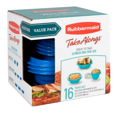TAPER RUBBERMAID 2117361 AZUL CONTENEDORES ALIMENTOS 16 PIEZAS