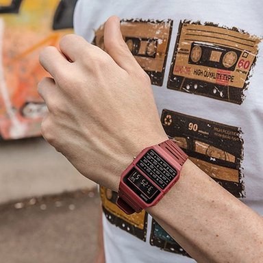RELOJ CASIO UNISEX DIGITAL CA-53WF-4B CALCULADORA ROJO - 4