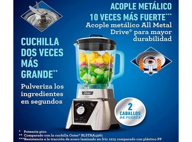 LICUADORA OSTER BLST3B CPG XPERT 1100W 2 LITROS PLATEADA - 3