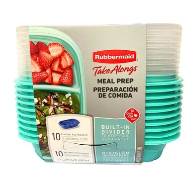 10 RECIPIENTES CON DIVISIONES RUBBERMAID 887ML TURQUESA