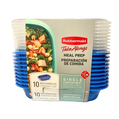 10 RECIPIENTES CON DIVISIONES RUBBERMAID AZUL 887ML
