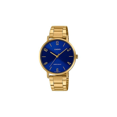 RELOJ CASIO MUJER ANÁLOGO DORADO FONDO AZUL LTP-VT01G-2B - 1