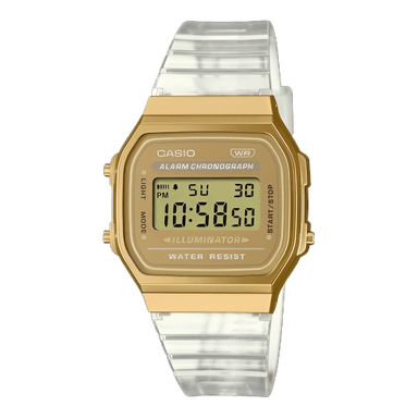 RELOJ CASIO UNISEX DIGITAL A168XESG-9A V INTAGE GOLD DIAL RESINA