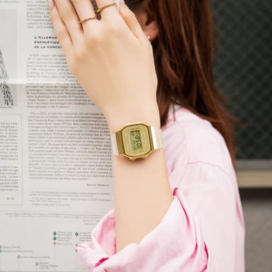 RELOJ CASIO UNISEX DIGITAL A168XESG-9A V INTAGE GOLD DIAL RESINA - 4