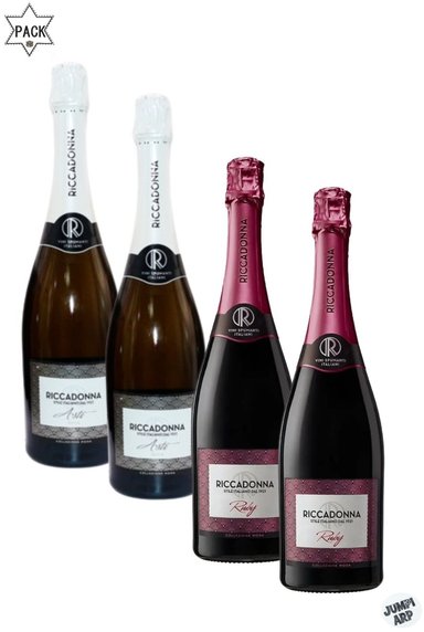 ESPUMANTE RICCADONNA BOTELLA VIDRIO 750ML ASTI Y RUBY PACK X4