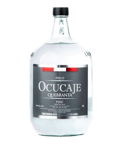 PISCO QUEBRANTA OCUCAJE BOTELLA VIDRIO 4000 ML UNIDAD 1 DAMAJUANA