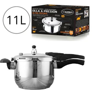 OLLA A PRESION PLATEADO VALESKA 11 L ACERO INOXIDABLE