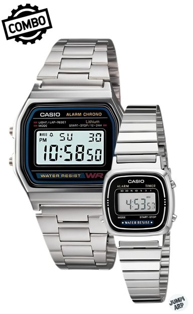 COMBO RELOJ CASIO UNISEX DIGITAL A158WA + LA670WA VINTAGE